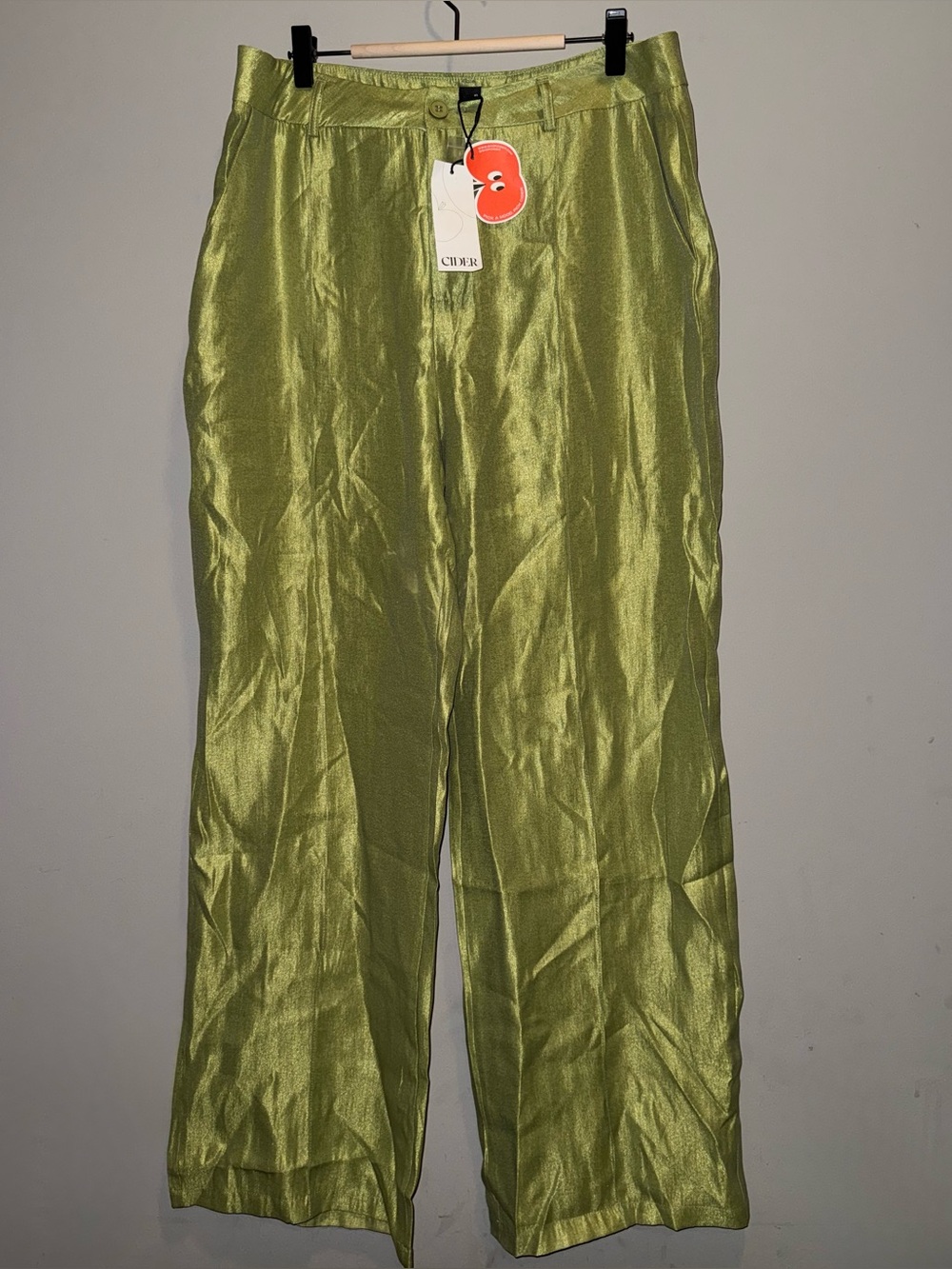 Cider Olive Satin Straight-Leg Men's Pants